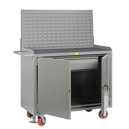 Little Giant Mobile Bench Cabinets, 36"W, HD Drawer, Non-Slip Vinyl Mat, Louvered MM2D-2436HDFLLP